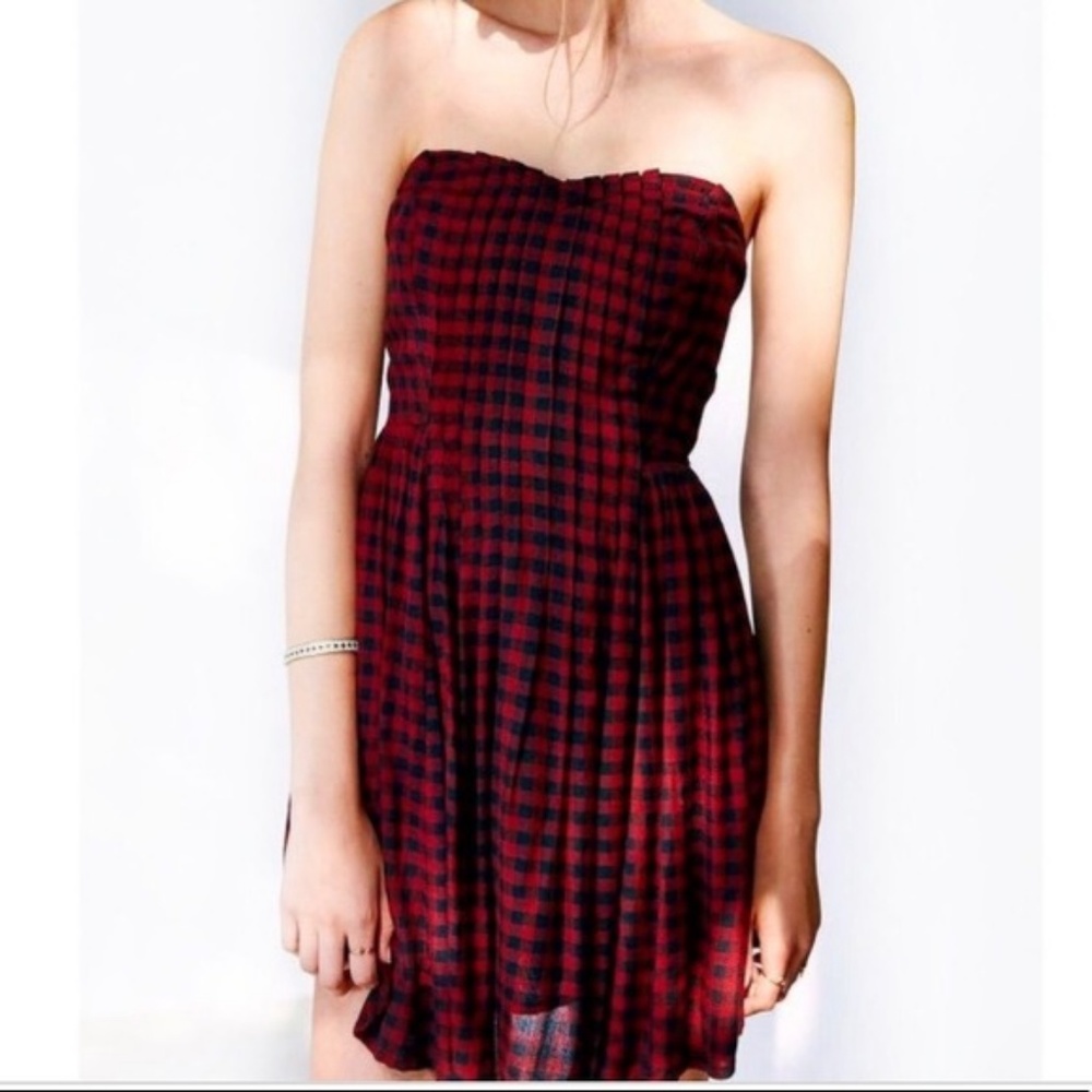 Urban Outfitters × Red Black Plaid Dress